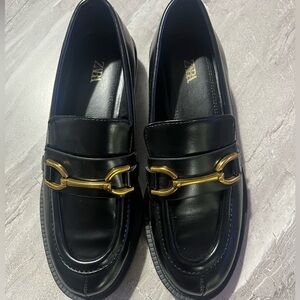 Zara faux leather buckle loafers. Size 36
